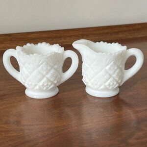 Vintage Westmoreland Thumbelina Milk Glass Creamer & Sugar Bowl Child's Set Mini